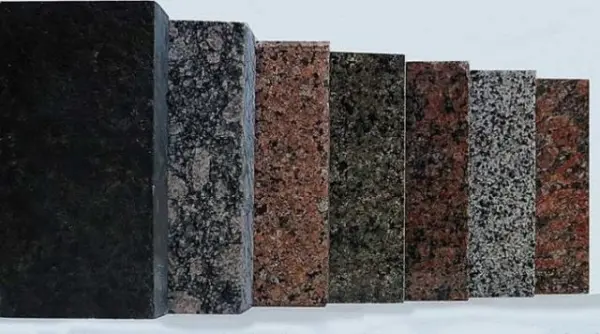 Color range of European granites