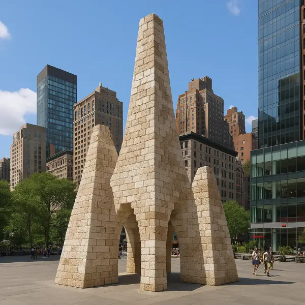 Тимчасова будівля Hy-Fi в Нью-Йорку, побудована з міцеліальних цеглин