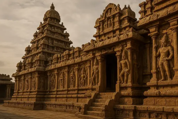 Ancient temple of the Pallava dynasty, stone carving