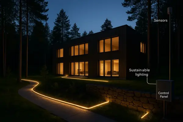 Ecological architectural lighting in a natural context with low light pollution