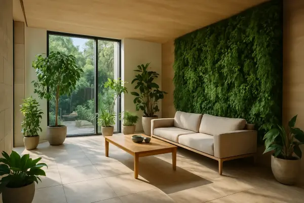 biophilic style interior with live plants and natural materials biophilic style interior with live plants and natural materials