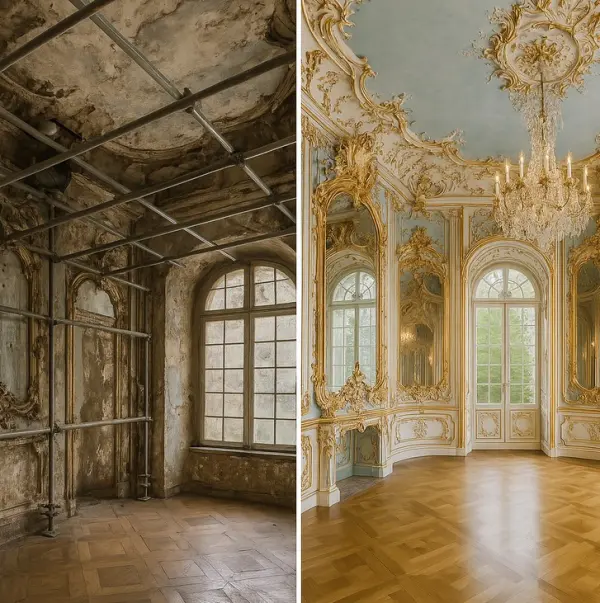 Restoration of the Amalienburg Pavilion Before/After
