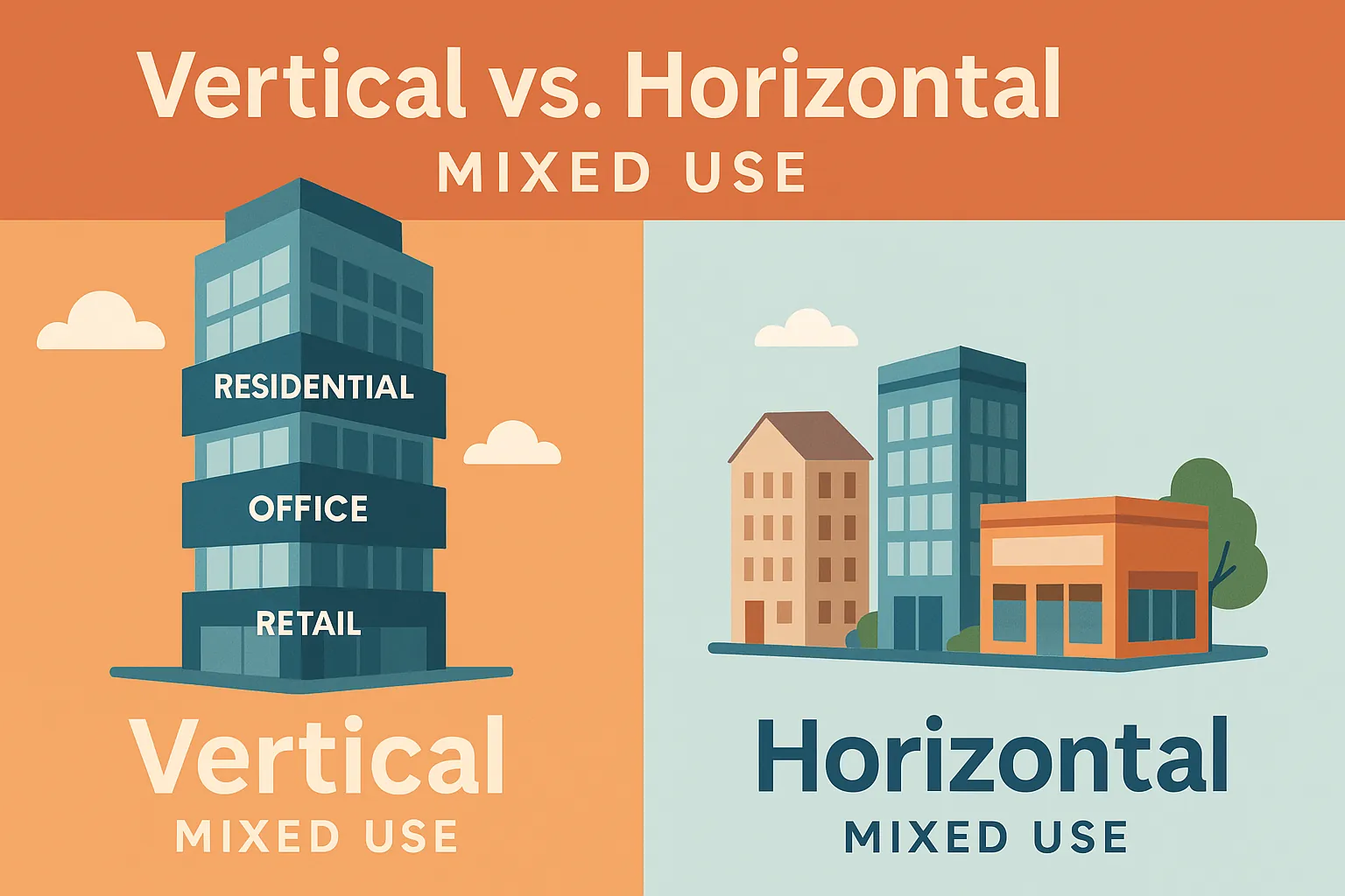 Comparison of vertical and horizontal models of mixed-use buildings