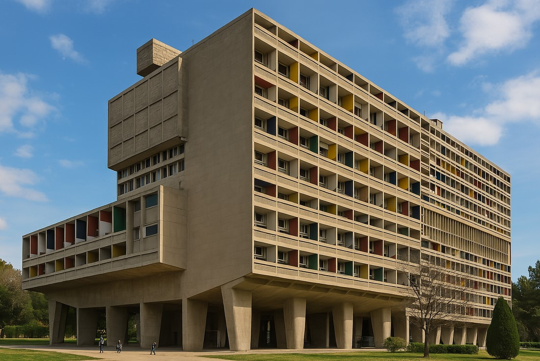 The Unité d'Habitation residential complex in Marseille, designed by Le Corbusier