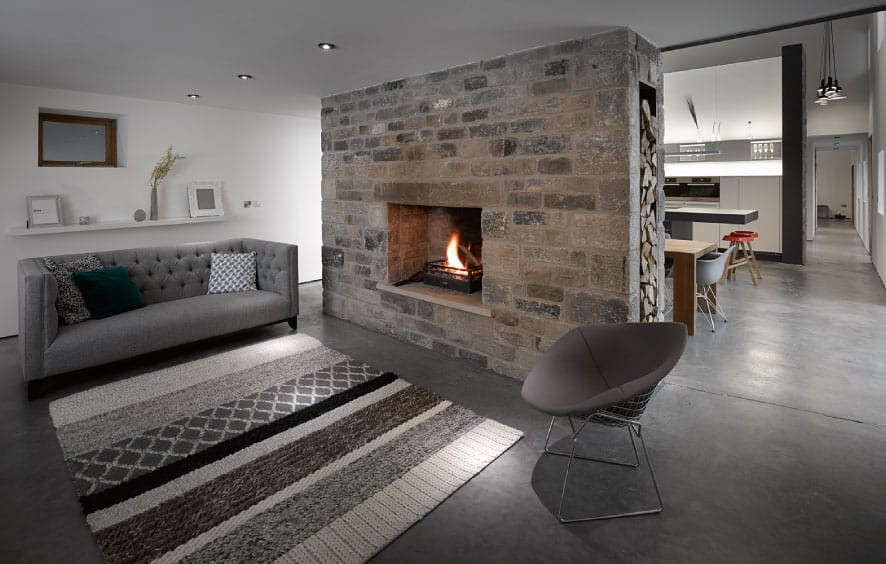 Fireplace in wall niche