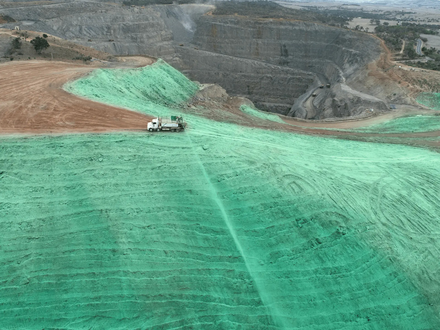 hydroseeding of a reclaimed quarry