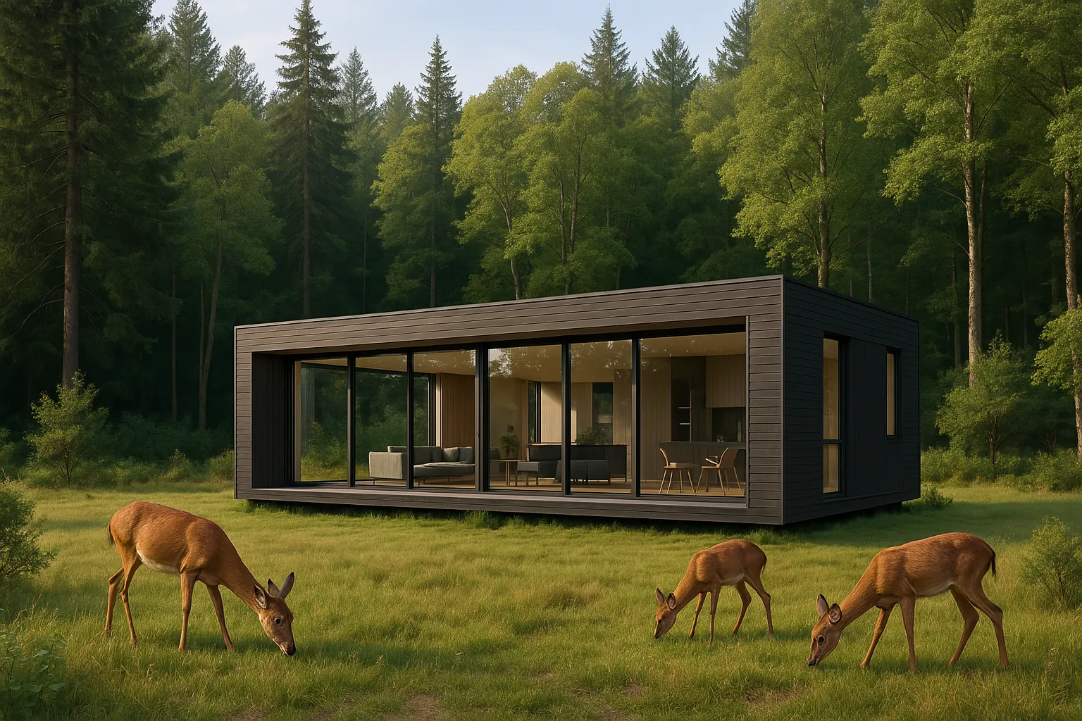 Modular home organically integrated into natural landscape